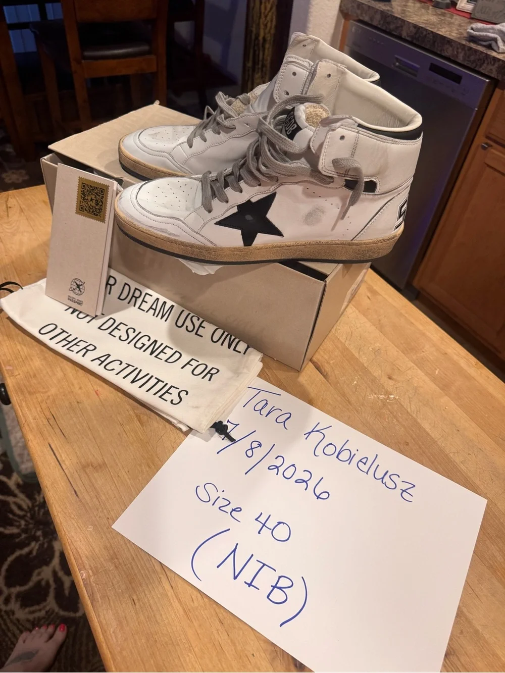 Golden Goose White High-Top Sneakers with Black Star